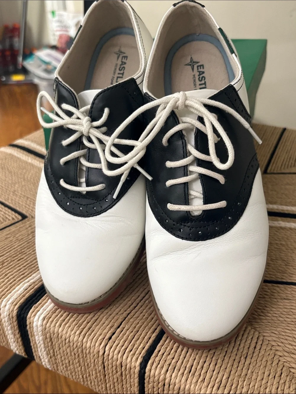 Eastland Black and White Two-Tone Saddle Oxfords - Picture 1 of 4